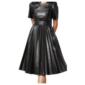 Rochie plisata din piele ecologica -