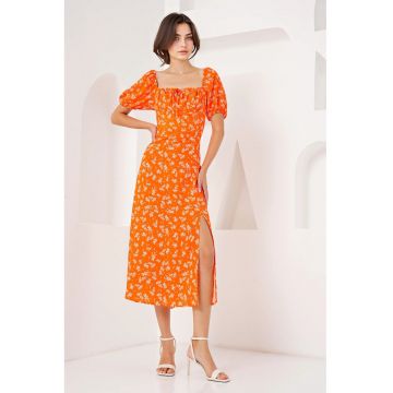 Rochie portocalie  cu funda