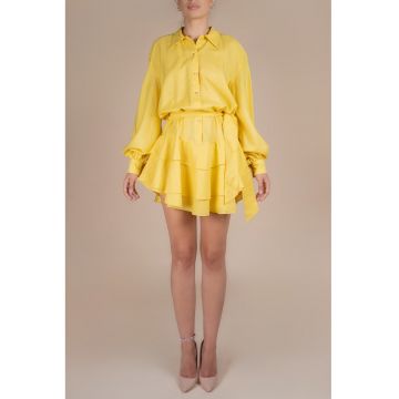 Rochie scurta cu volane din in