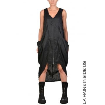 Rochie tip vesta evazata - asimetrica - inchidere cu fermoar dublu