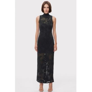 Rochie transparenta pana la glezna - fara maneci si guler inalt