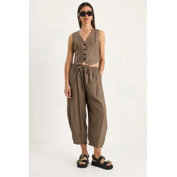 Set două piese  cu Capri texturat și decolteu în V
