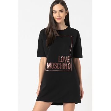 Rochie tip tricou cu imprimeu logo stralucitor