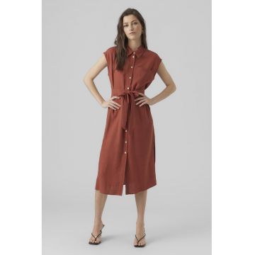 Rochie-camasa midi din amestec de in