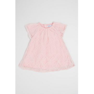 Rochie cu croiala in A si strat exterior cu tul
