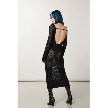 Rochie cu croiala slim din plasa cu spatele gol si fusta din jerseu inclusa