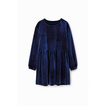 Rochie cu maneci cazute si aspect stralucitor