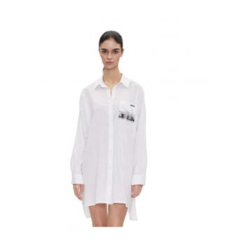 Rochie dama  bumbac si viscoza - alb -