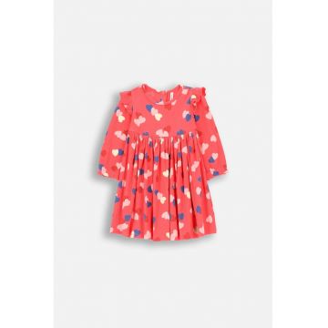 Rochie fete -  imprimeu inimioare - tricot - rosu