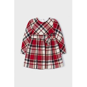 Rochie in carouri cu aplicatie cu funda