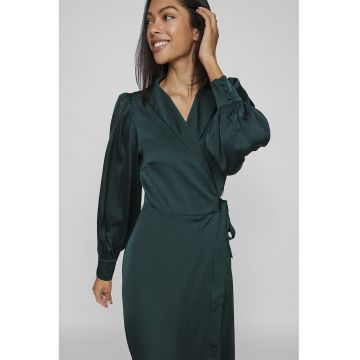 Rochie midi de satin cu model petrecut