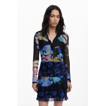 Rochie stratificata cu model 2 in 1 si maneci lungi