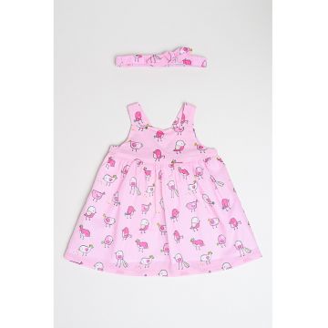 Set de rochie cu model si bentita - 2 piese