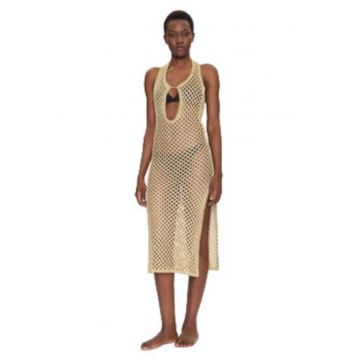 Rochie  bej - poliester - 80% poliester - 20% fibra metalica - Rochie  bej - poliester - 80% poliester - 20% fibra metalica -