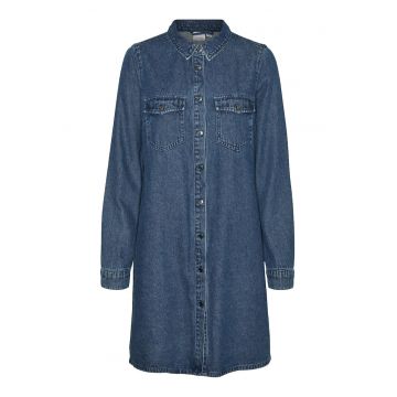 Rochie -  bumbac - viscoza - albastru -
