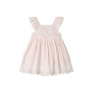 Rochie cu dungi si detalii cu dantela sangallo