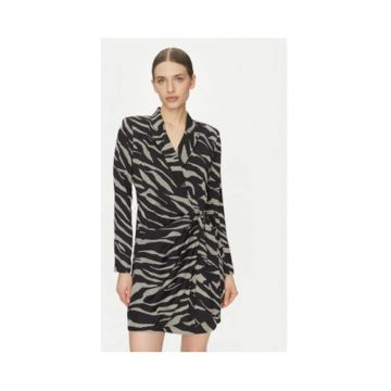 Rochie cu imprimeu zebra - DD4J6D32 ZQO - neagra - 100% poliester