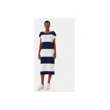 Rochie dama  1016534 - Bumbac/Elastan - Bej/Bleumarin