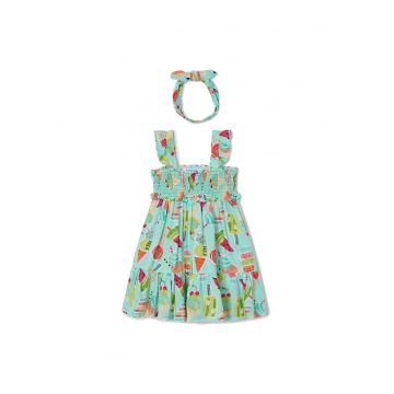 Rochie de vara fete  3939 - Bumbac - Verde