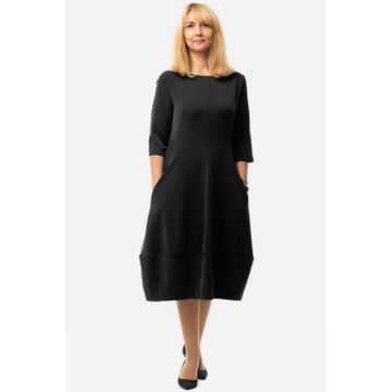 Rochie lalea cambrata neagra, cu fermoar pe spate