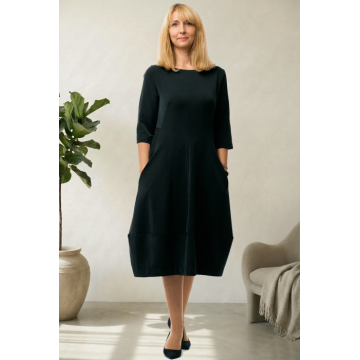 Rochie lalea cambrata neagra, cu fermoar pe spate