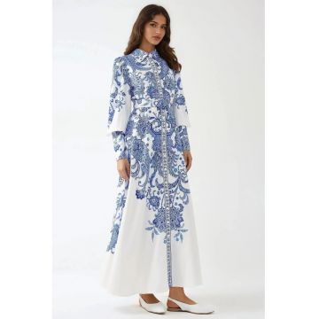 Rochie maxi -  albastru - textil