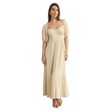 Rochie maxi -  Bej - Poliester/Elastan