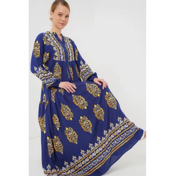 Rochie maxi dama - decolteu V -  viscoza - multicolor Rochie maxi dama - decolteu V -  viscoza - multicolor