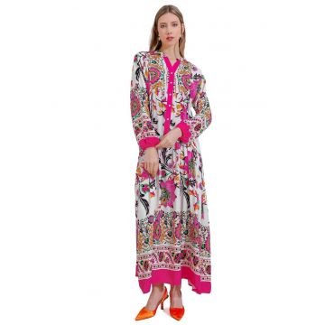 Rochie maxi dama  imprimeu - viscoza - multicolor Rochie maxi dama  imprimeu - viscoza - multicolor