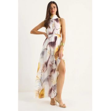 Rochie maxi dama  poliester - cu imprimeu - multicolor