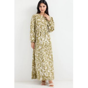 Rochie maxi -  floral - verde - poliester -