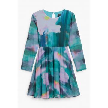 Rochie mini cu maneci lungi si model tie-dye