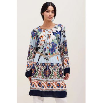 Rochie mini dama -  imprimeu - viscoza satinata - multicolor
