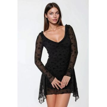 mulata - imprimeu floral - negru - tul