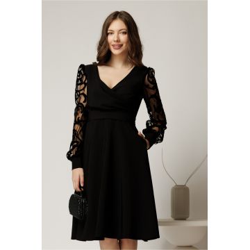 Rochie Adria neagra de ocazie clos cu decolteu petrecut