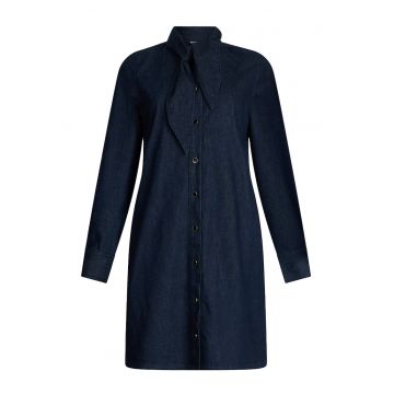 Rochie-camasa mini de denim cu funda Rochie-camasa mini de denim cu funda