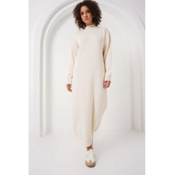Rochie  dungi tricotate - crem - tricot - Rochie  dungi tricotate - crem - tricot -