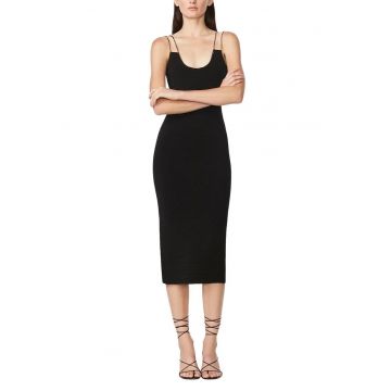 Rochie elastica - cu bretele cu cristale aplicate manual Rochie elastica - cu bretele cu cristale aplicate manual
