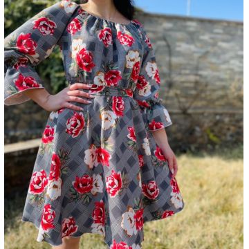 Rochie eleganta din barbie cu imprimeu floral Gala 2 Rochie eleganta din barbie cu imprimeu floral Gala 2