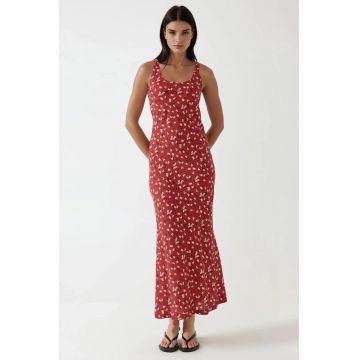 Rochie  floral - rosu - poliester