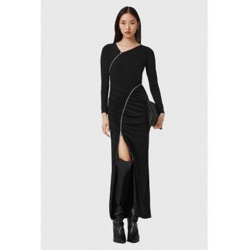 Rochie lunga cu fronseuri si slit frontal Rochie lunga cu fronseuri si slit frontal