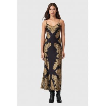 Rochie lunga cu model si decolteu in V Rochie lunga cu model si decolteu in V