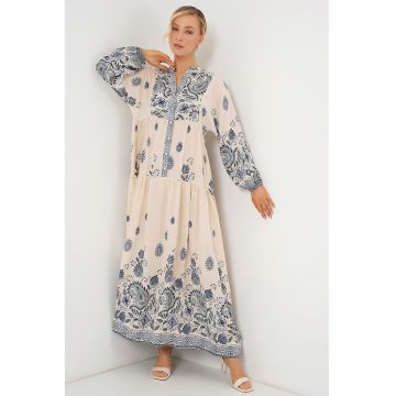 Rochie maxi -  bleumarin/bej