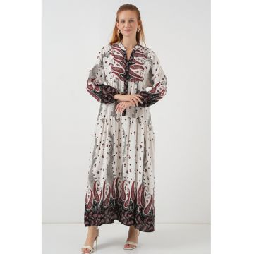 Rochie maxi dama  cu decolteu în V și nasturi