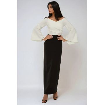Rochie maxi -  eleganta - negru - textil Rochie maxi -  eleganta - negru - textil