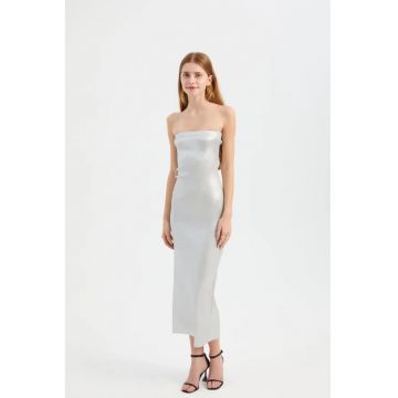 Rochie maxi -  fara bretele - gri - jerseu - Rochie maxi -  fara bretele - gri - jerseu -