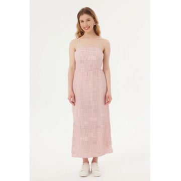 Rochie maxi -  guler patrat - bretele spaghetti - textil Rochie maxi -  guler patrat - bretele spaghetti - textil