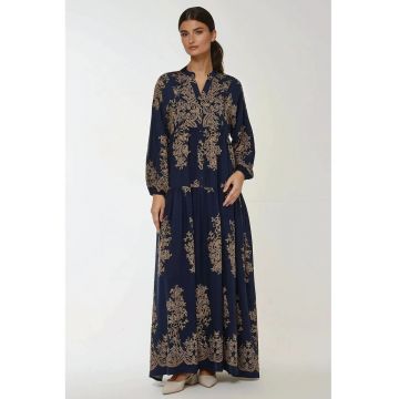 Rochie maxi -  imprimeu - albastra - viscoza Rochie maxi -  imprimeu - albastra - viscoza
