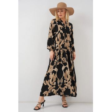 Rochie maxi -  imprimeu - decolteu in V