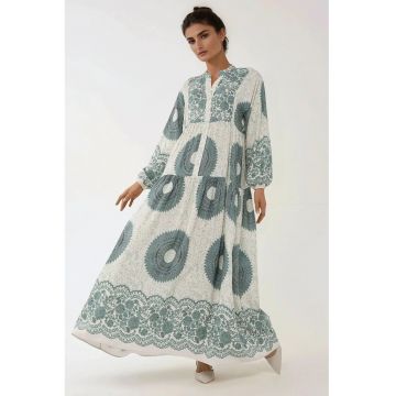 Rochie maxi -  imprimeu - gri - viscoza